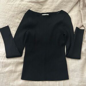 Abercrombie & Fitch Black Ribbed Long Sleeve Top